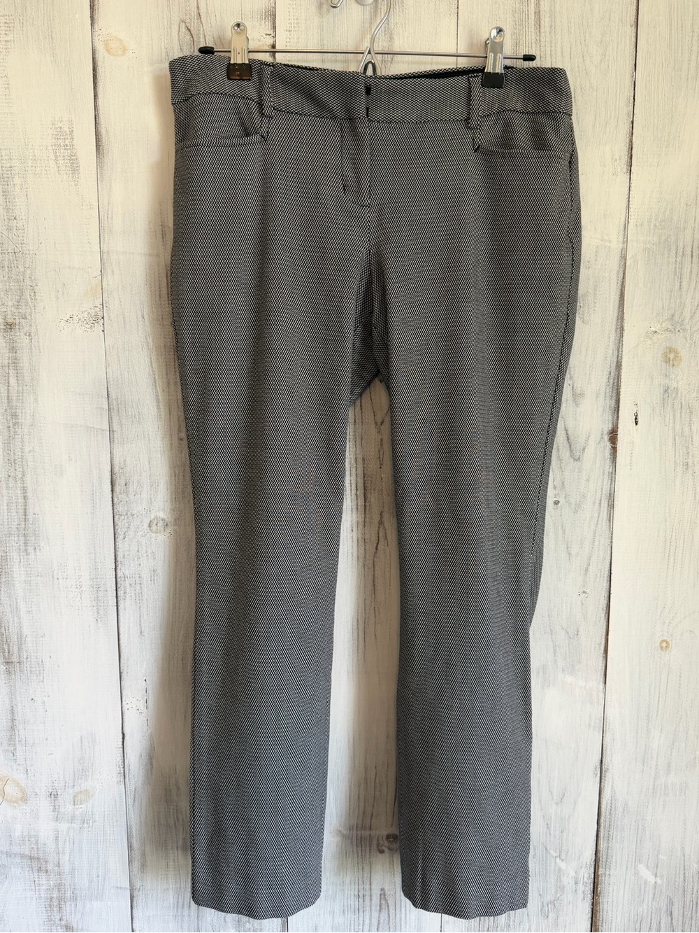 Express Gray Textured Straight-Leg Trousers
